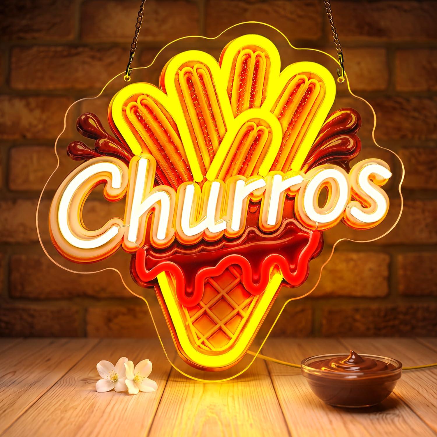 Outdoor Lighting For Store - Letreiro Luminoso de Churros com Luzes