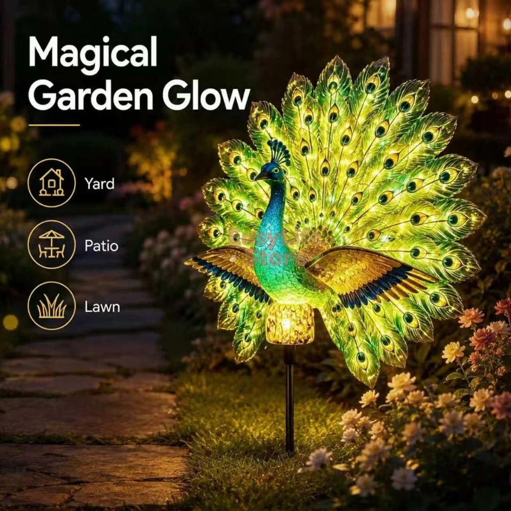Outdoor Lighting Diy - Escultura de Pavão Solar para Jardim,