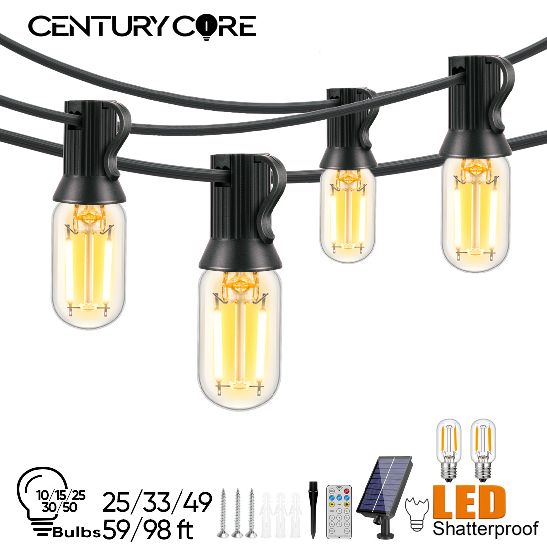 String Light Bistro - Led t22 luzes de corda solar