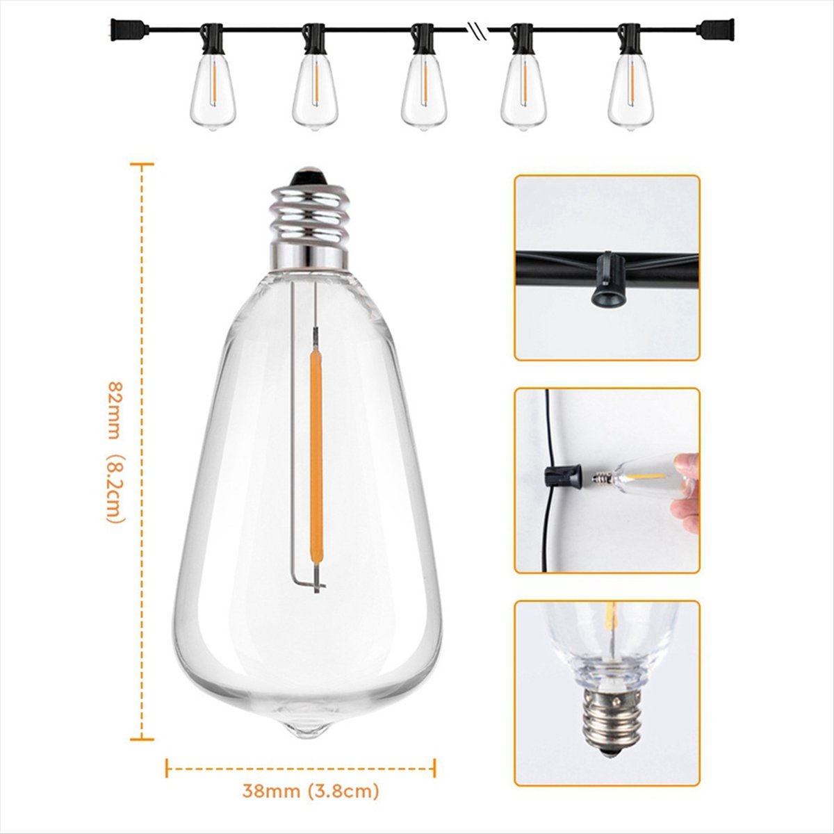 String Light Bistro - Top st38 led luz corda pátio