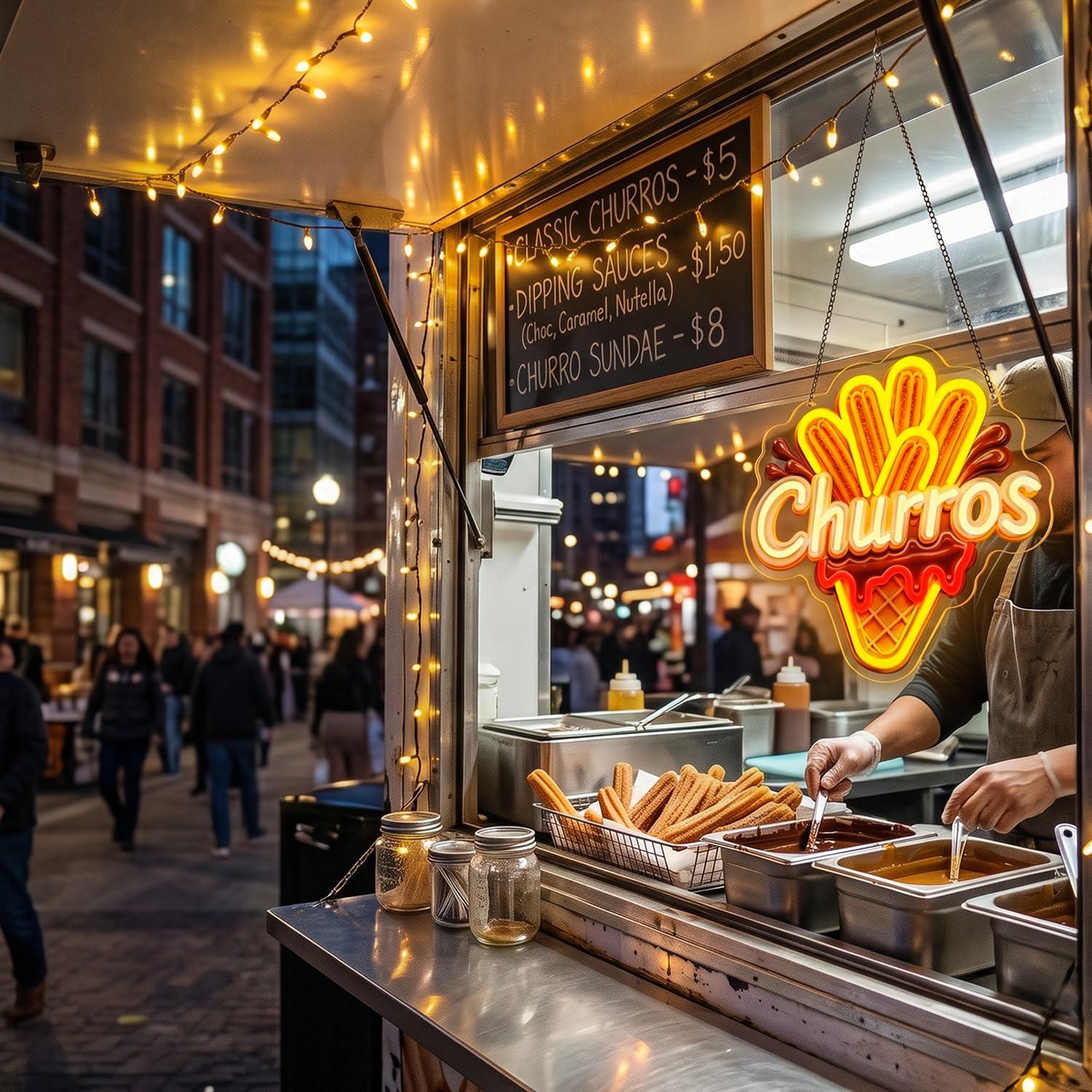 Letreiro Luminoso de Churros c - Outdoor Lighting For Store avaliação e preço