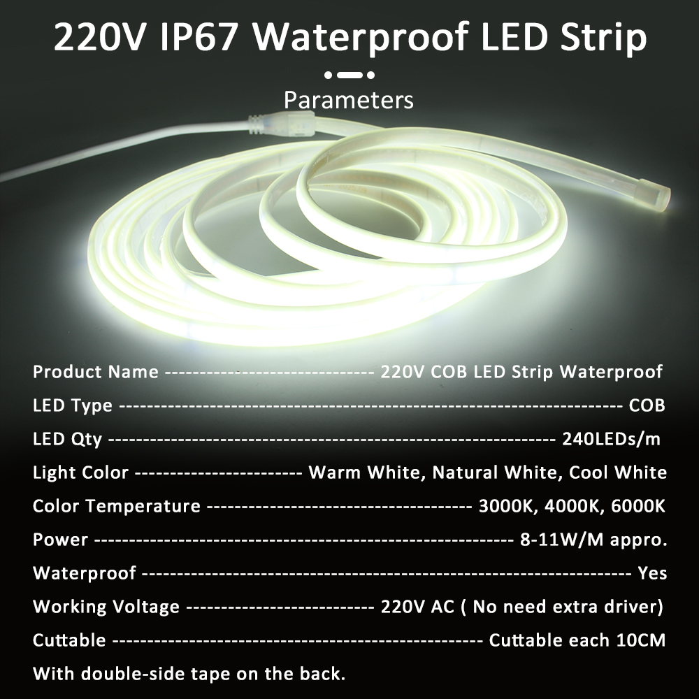 Fita de Luz LED COB 220V de 1- - Outdoor Lighting Linear avaliação e preço